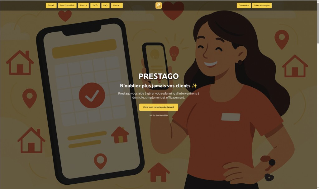 Capture d'écran du projet Prestago - Site vitrine